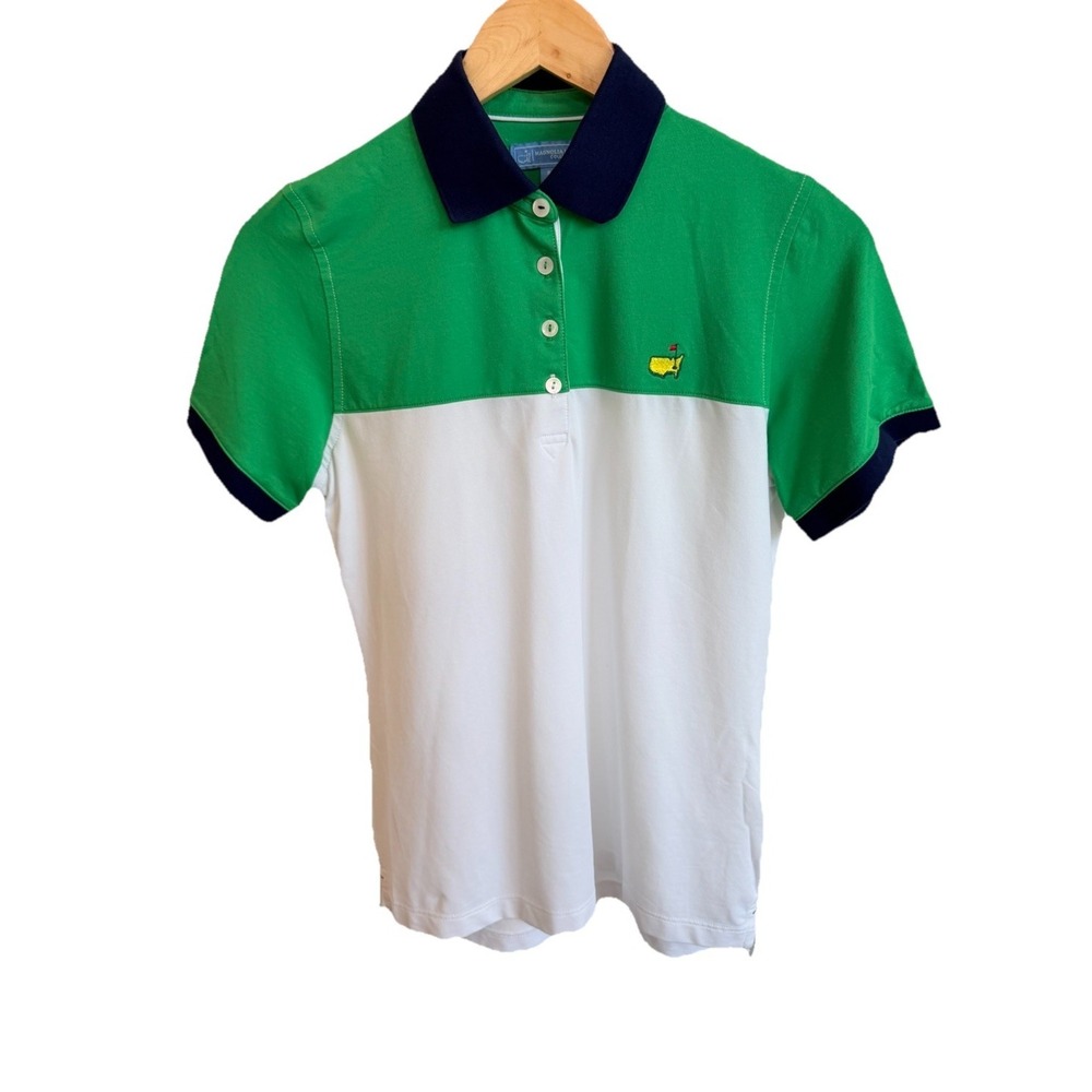 Magnolia Lane Masters Golf Polo Shirt Women's  Size Small Green White Navy Blue